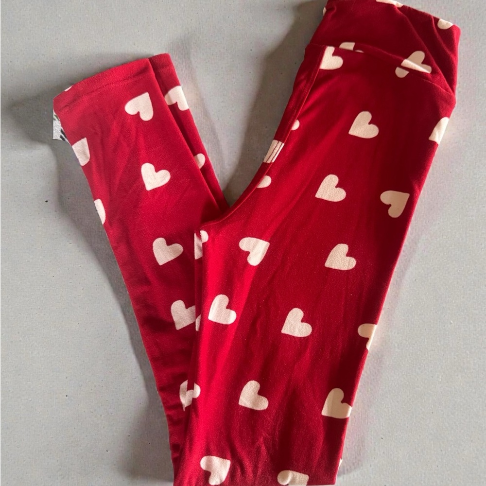 Lularoe girls Red Heart Print Leggings